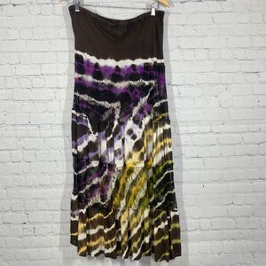 Ema G Maxi Skirt Womens XL Tiered Lace Bohemian Multicolor Lace Y2K